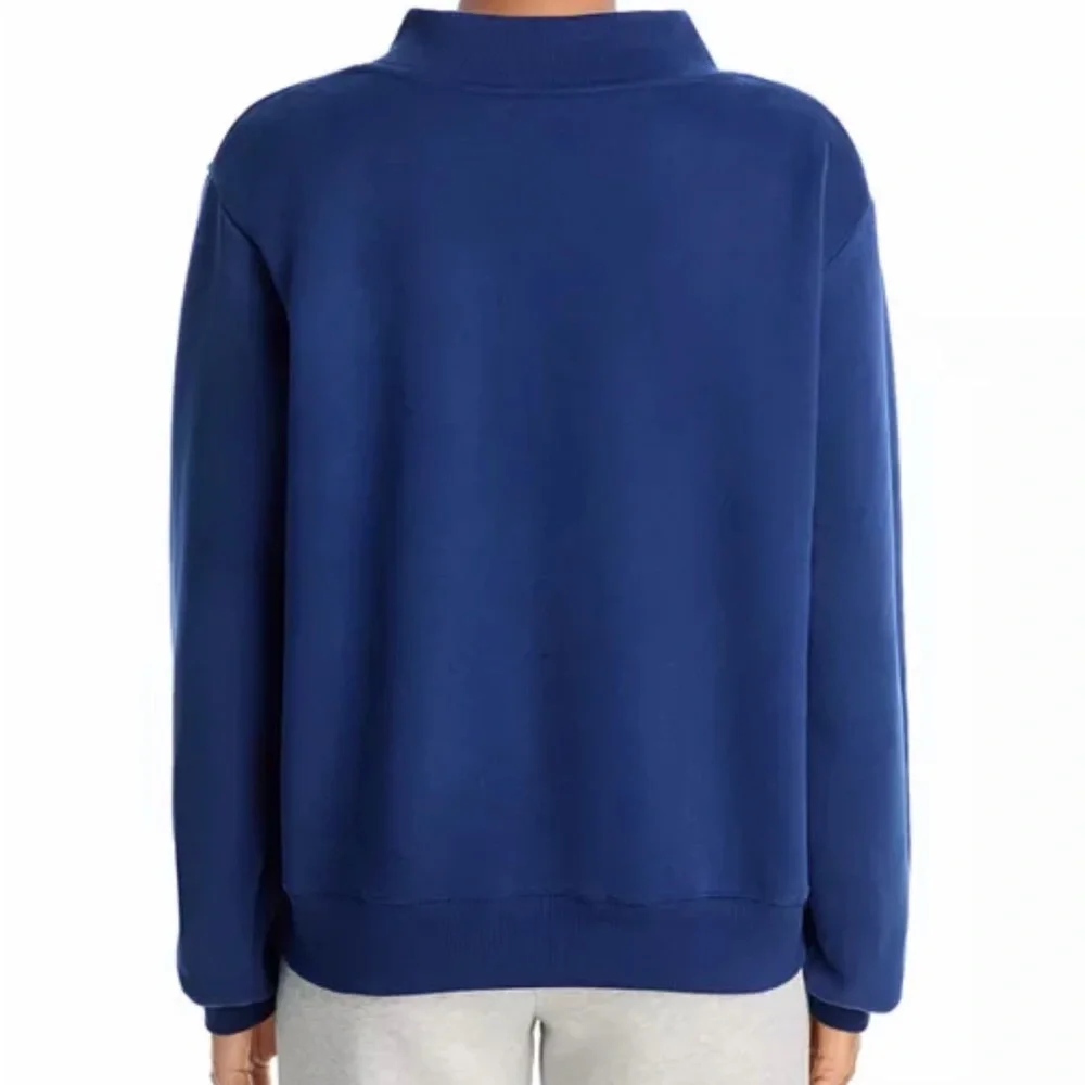 Parke Varsity Mockneck Sweatshirt Denim + White NWT - Picture 8 of 9